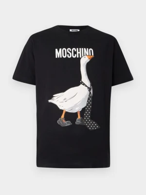 T-shirt z nadrukiem MOSCHINO czarny