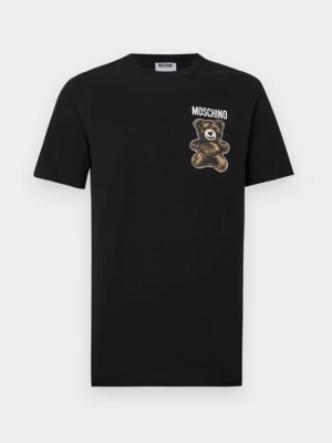 T-shirt z nadrukiem MOSCHINO czarny