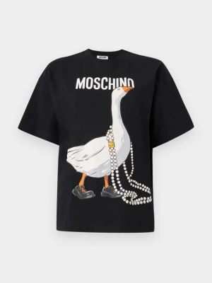 T-shirt z nadrukiem MOSCHINO czarny