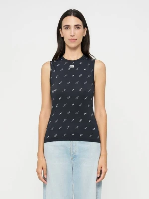 T-shirt z nadrukiem MOSCHINO czarny