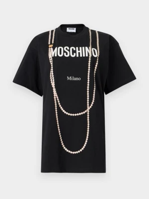 T-shirt z nadrukiem MOSCHINO czarny