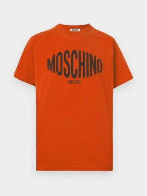 T-shirt z nadrukiem MOSCHINO czerwony