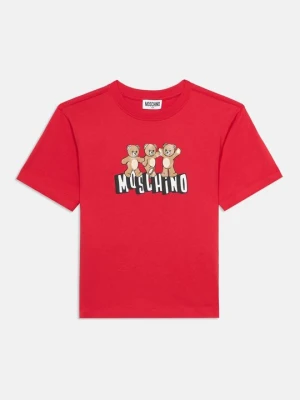 T-shirt z nadrukiem MOSCHINO czerwony