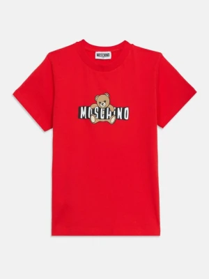 T-shirt z nadrukiem MOSCHINO czerwony