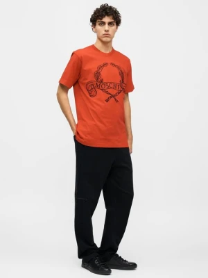 T-shirt z nadrukiem MOSCHINO czerwony