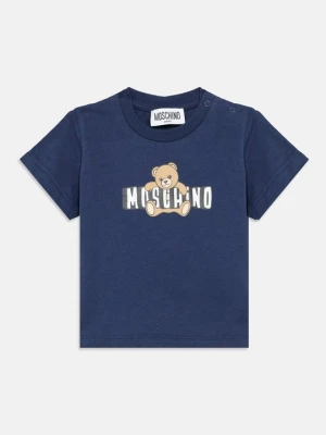 T-shirt z nadrukiem MOSCHINO granatowy