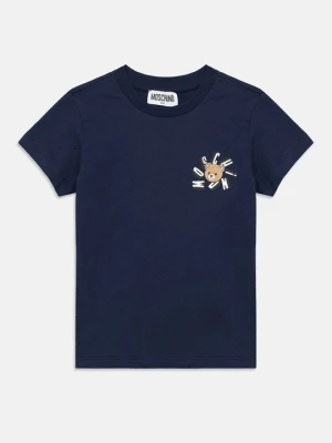 T-shirt z nadrukiem MOSCHINO granatowy