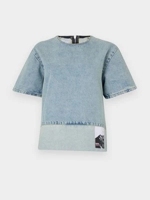T-shirt z nadrukiem MOSCHINO niebieski denim