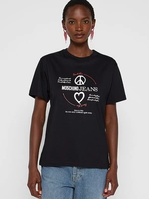 T-shirt z nadrukiem MOSCHINO czarny