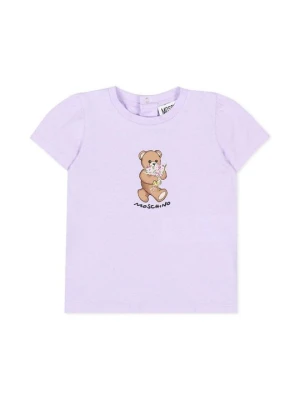 T-shirt z nadrukiem MOSCHINO liliowy