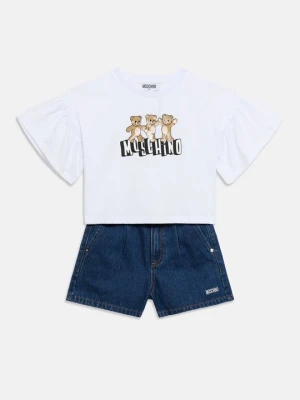 T-shirt z nadrukiem MOSCHINO niebieski denim