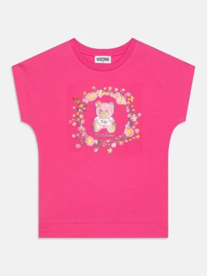 T-shirt z nadrukiem MOSCHINO różowy