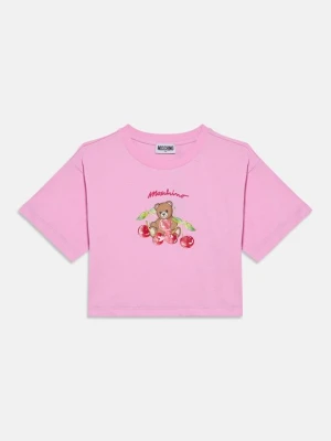 T-shirt z nadrukiem MOSCHINO różowy