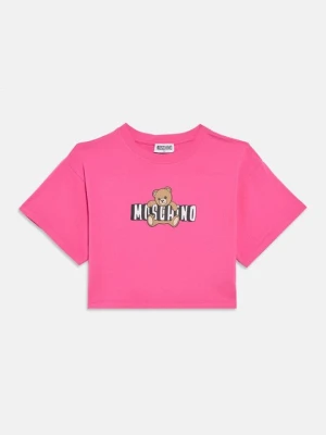 T-shirt z nadrukiem MOSCHINO różowy