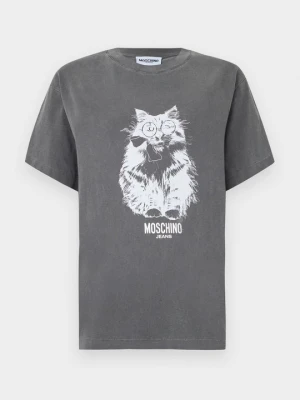 T-shirt z nadrukiem MOSCHINO szary