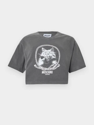 T-shirt z nadrukiem MOSCHINO szary