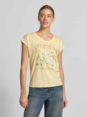 T-shirt z nadrukiem motywu Christian Berg Pastelowy żółty
