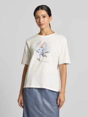 T-shirt z nadrukiem motywu Marc Cain Biały