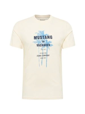 T-shirt z nadrukiem Mustang mleczny