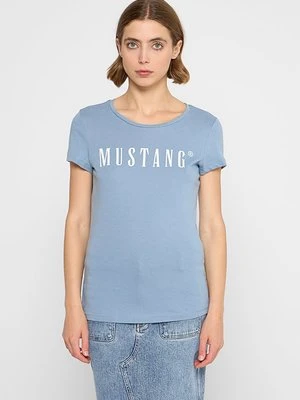 T-shirt z nadrukiem Mustang jasnoniebieski
