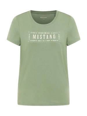 T-shirt z nadrukiem Mustang zielony