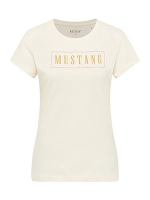 T-shirt z nadrukiem Mustang mleczny