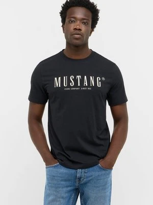 T-shirt z nadrukiem Mustang antracytowy