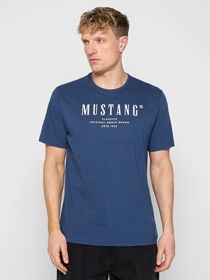 T-shirt z nadrukiem Mustang błękit królewski