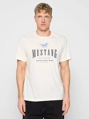 T-shirt z nadrukiem Mustang biały