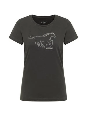T-shirt z nadrukiem Mustang czarny