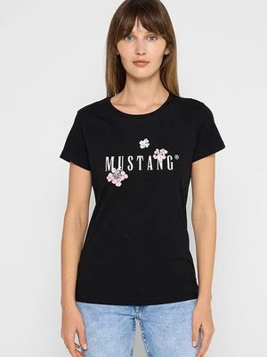 T-shirt z nadrukiem Mustang czarny