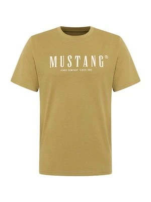 T-shirt z nadrukiem Mustang zielony