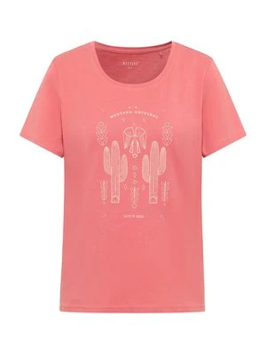 T-shirt z nadrukiem Mustang jasnoróżowy