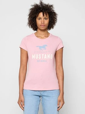 T-shirt z nadrukiem Mustang różowy