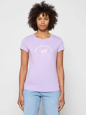 T-shirt z nadrukiem Mustang fioletowy