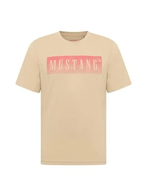 T-shirt z nadrukiem Mustang beżowy