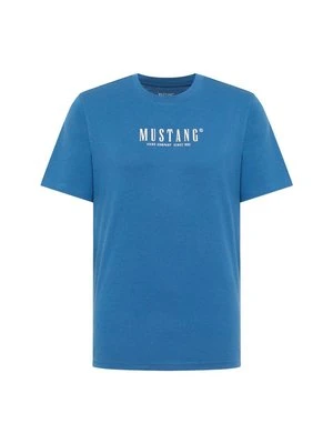 T-shirt z nadrukiem Mustang jasnoniebieski