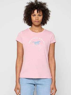 T-shirt z nadrukiem Mustang różowy