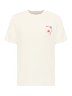 T-shirt z nadrukiem Mustang mleczny