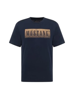 T-shirt z nadrukiem Mustang niebieski