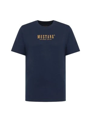 T-shirt z nadrukiem Mustang niebieski