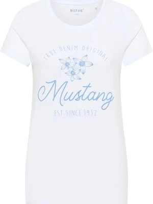T-shirt z nadrukiem Mustang biały