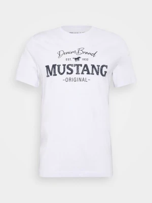 T-shirt z nadrukiem Mustang biały