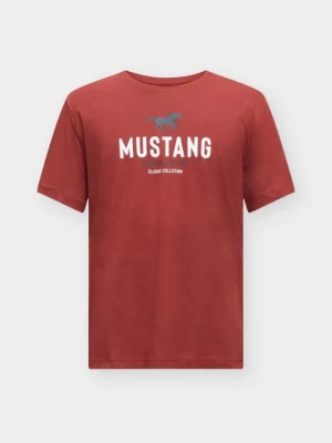 T-shirt z nadrukiem Mustang brązowy