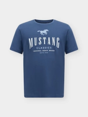 T-shirt z nadrukiem Mustang granatowy