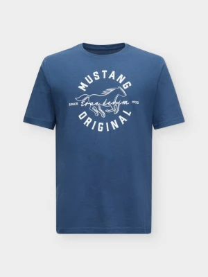 T-shirt z nadrukiem Mustang granatowy