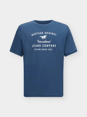 T-shirt z nadrukiem Mustang granatowy