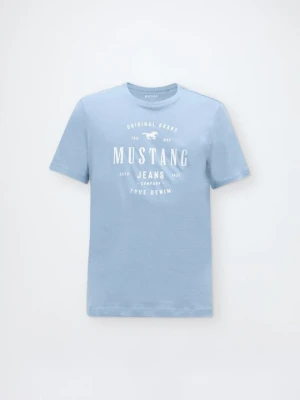T-shirt z nadrukiem Mustang jasnoniebieski