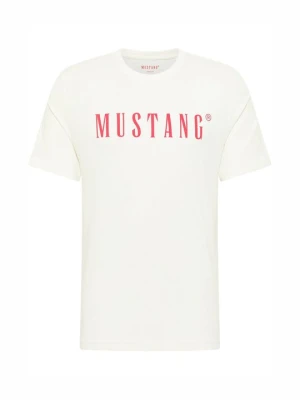 T-shirt z nadrukiem Mustang mleczny