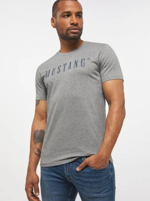T-shirt z nadrukiem Mustang szary